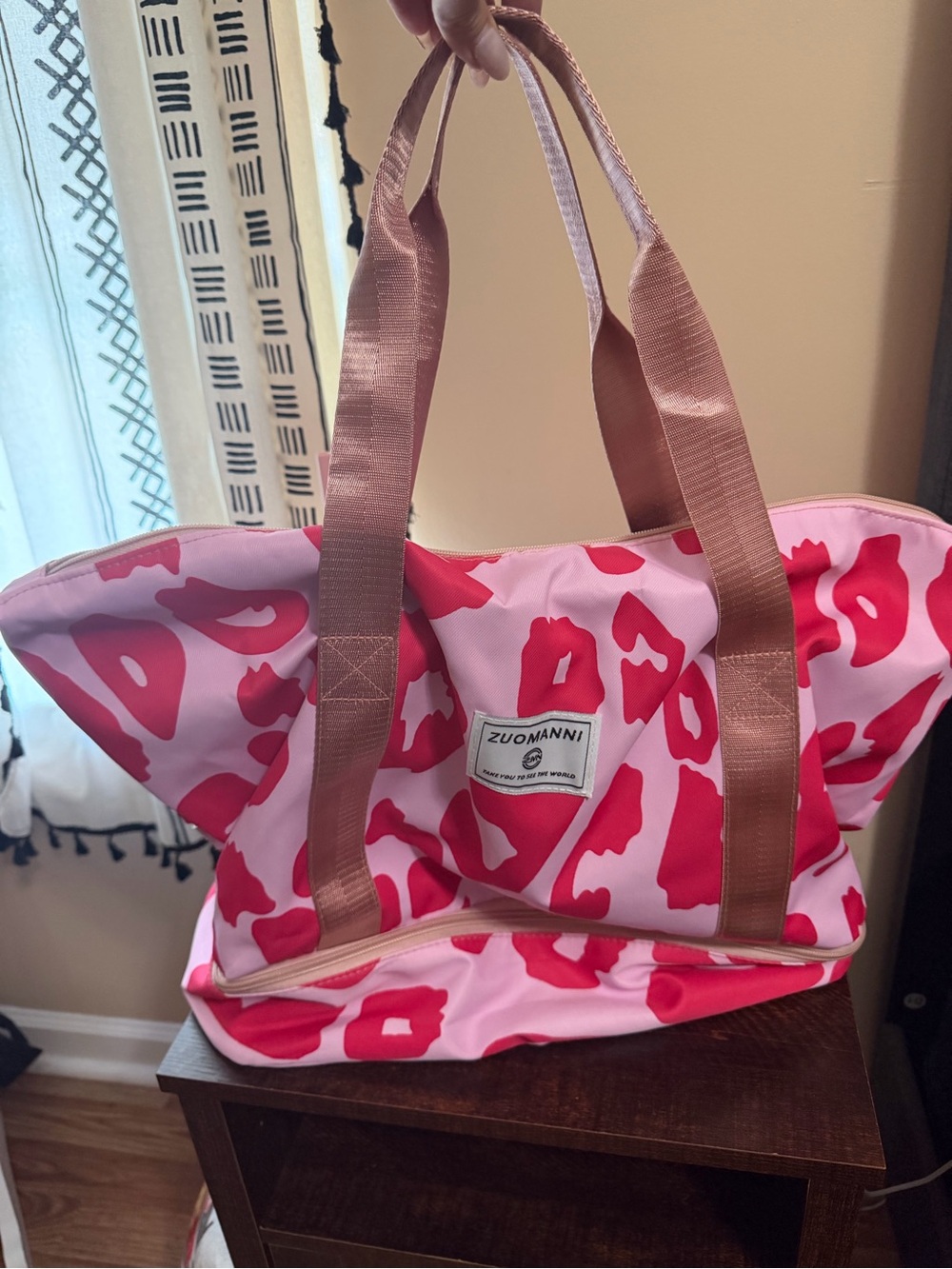 Pink & Red Leopard-Print Travel Tote